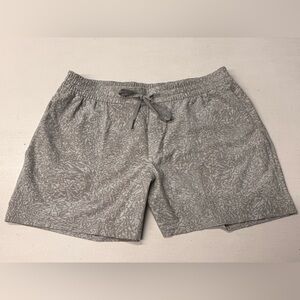 LULULEMON Grey Abstract Pattern Stretch Bowline 5in Shorts XL
